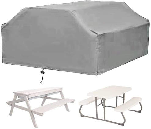 Funda impermeable para mesa de picnic y sillas, protector de banco de jardín grande verde con cordón, 185 x 150 x 80 cm, ideal para mesas de cerveza y niños