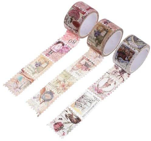 jojofuny 3 rouleaux Lot Washi Tape Adhésif Décoratif Vintage Style Autocollants DIY pour Scrapbooking Journaux et Albums Décoration Rétro Polyvalente