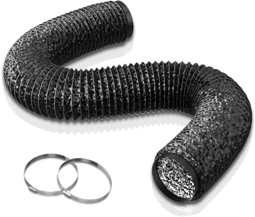 Aygrochy Tubo di Ventilazione in PVC da 150 mm, Isolamento Tubo Flessibile di Scarico in Alluminio da 5 m con 2 Fascette in Acciaio per Condizionatore d'aria, Deumidificatore, Estrattore