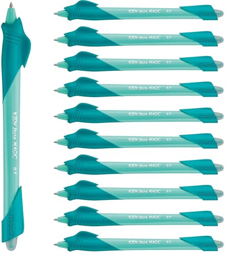 Maped - Stylo Effaçable Kidy Learn Boîte de 12 - Stylo Animaux Requin Enfants avec Gomme Intégrée - Rechargeable et Ergonomique - Apprentissage de l'Écriture - Fournitures Scolaires Primaire