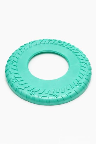 Pet Guru Frisbee en forme de disque volant pour chien, durable et sans danger pour les dents, diamètre de 25 cm, prise en main texturée solide, 3 couleurs (vert d'eau, taille L, 25 cm)