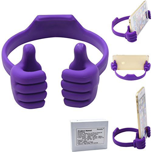 Honsky Thumbs-up Cell Phone Stand Holder, Tablet Stand Cradle for Desk Desktop Smartphone Cellphone Mobile Phone Tablets, Universal Adjustable Flexible, Purple