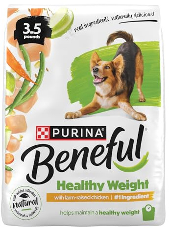 Purina Beneful Healthy Weight With Farm-Raised Chicken Natural Dog Food Dry Formula With Added Vitamins, Minerals and Nutrients - (Pack of 4) 3.5 lb. Bags