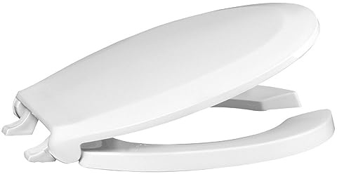 Centoco Toilet Seat Round, Lock In Place, Fast-N-Lock Mounting, Open Front With Cover, Commercial, Plastic, Made in the USA, 460STSFE-001, White