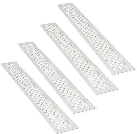 sossai® Aluminium Lüftungsgitter - Alucratis (4 Stück) | Rechteckig - Maße: 48 x 6 cm | Farbe: Weiss | Pulverbeschichtet