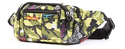 Minicloss Bauchtasche Camouflage Wasserdicht Hüfttaschen, Jungen Gürteltasche mit verstellbaren Breitem Gurt für Jungen Teenager Outdoor Reiten (Grün)