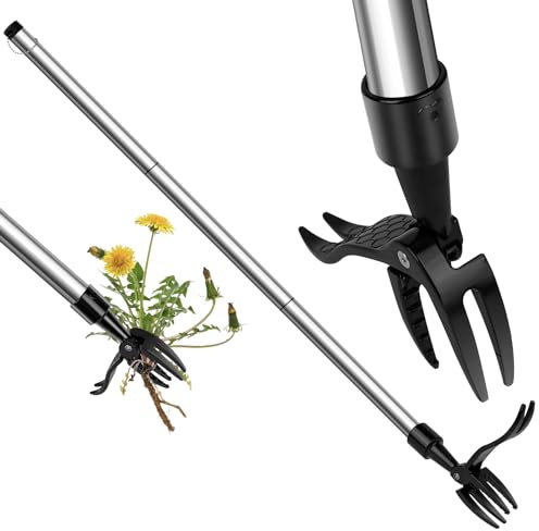 OFFCUP Extractor de Malezas Hierbas Manual, 100cm Herramienta Deshierbe Manual Mango Largo, Desmalezar Hierbas de Pie para Patio y Jardín (Negro)