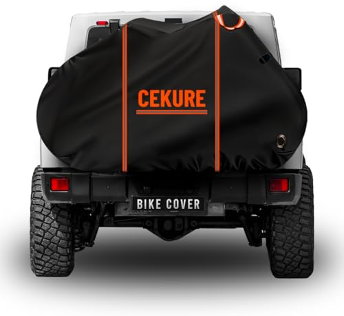 CEKURE Heavy-Duty 600D, 1-2 Bikes Bike Cover Transport on Rack - Accident Proof Reflective Design Bike-Covers for 2 Bikes on Rear Bike Rack Ultra Waterproof Ebike Cover