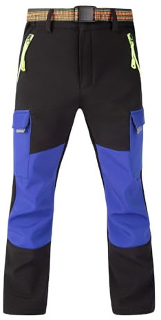 Hpbygstae Vattentäta termobyxor för pojkar och flickor, snöbyxor, vinterutomhusbyxor, fodrade cargobyxor, barn softshell skidbyxor, #61-mörk blå, 150-164