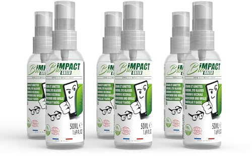 Spray nettoyant ecran Smartphone et Lunettes - Lot de 6X50ml - 99% Naturel certifié par Ecocert