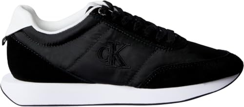 Calvin Klein Runner Sneaker Mujer Retro Lace Up Low Top, Negro (Black/Bright White), 38