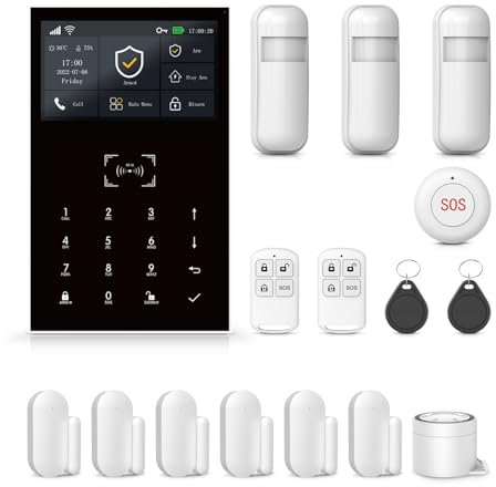 Sistema di Allarme WiFi per la Sicurezza Domestica, Allarmi 4G GSM Fai da Te, Nessun Canone Mensile, Sensori Porta/Finestra, per la Sicurezza di Anziani e Bambini (8 PACK)