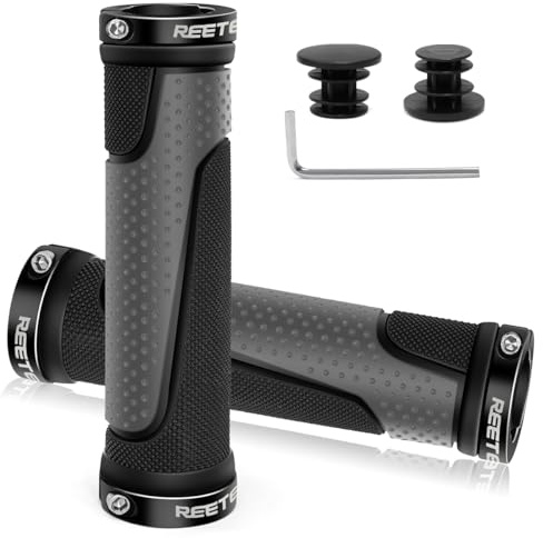 Cykelhandtag Mountain Anti-halk Gummi Handtag Handtag Cykel, Aluminium Dubbellås 22 mm Cykelhandtag MTB Ergonomiska Handtag för BMX, Scooterhandtag (grå (130 mm + 130 mm))