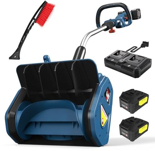 Enhulk 2×20V Akku-Schneefräse, 35cm Arbeitsbreite, 20cm Räumhöhe, Schneeschaufel mit Zusatzhandgriff, 8m Wurfweite, ±30° Verstellbare Wurfrichtung (Inkl. 2x4Ah Akku & 2,2A Doppelladegerät)