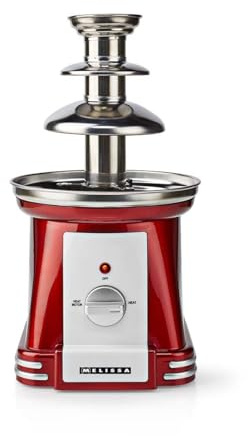 Melissa 16310186 Retro Schokoladenbrunnen 3-stufig - elegantes Design 32 cm, Warmhaltefunktion, ideal für Partys & Feiern, perfekt für Obst, Kekse & Marshmallows, leicht zu reinigen