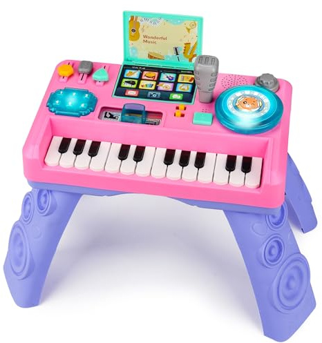 Jouet Musical Bebe 3 6 9 12 18 Mois, Table de Mixage DJ avec Piano, Table Activité Bébé Platine DJ Jeux Musique Enfant 1 2 3 an, Cadeau Naissance Anniversaire Fille Garcon 1 2 3 Ans