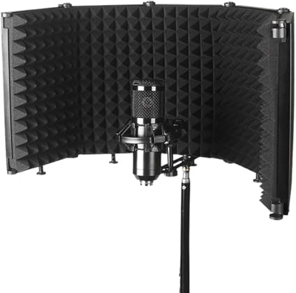 Escudo de aislamiento vocal, filtro insonorizado portátil, panel de espuma acústica con soporte ajustable, filtro de reflexión profesional para grabación de micrófono, equipo de estudio para podcaster