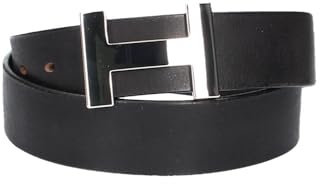 Leder Bazlen | Ledergürtel Schwarz 40mm mit H-Schließe in Silber