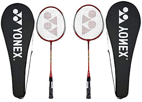 Yonex gr 303 Raquette de badminton 2018 Professional débutant Practise Raquette avec visage Coque Manche en acier – Lot de 2, Mixte, Rouge, Pack of 2