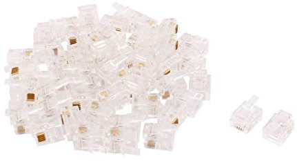 N/A RJ11 6P4C Adattatore Jack Telefono Cornetta Cavo Connettore Chiaro 50 Pezzi