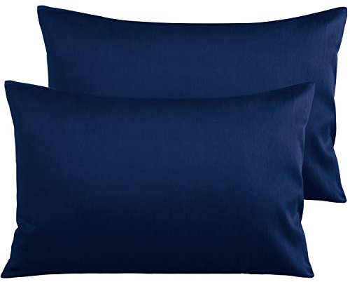 NTBAY 2er Set 40x80 cm 500 Fadenzahl ägyptischer Baumwolle Kissenbezug, Superweicher Premium und Gemütlich Kissenhülle, Marine Blau