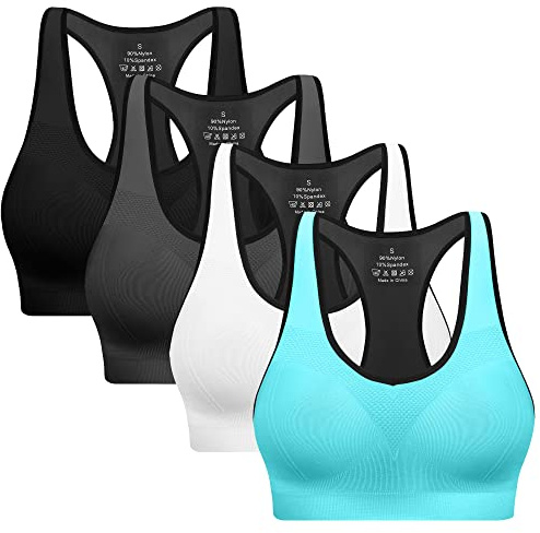 Racerback Sports Bras for Women with Pads - High Impact Athletic Tank Tops for Yoga and Workout Brassieres Bra
