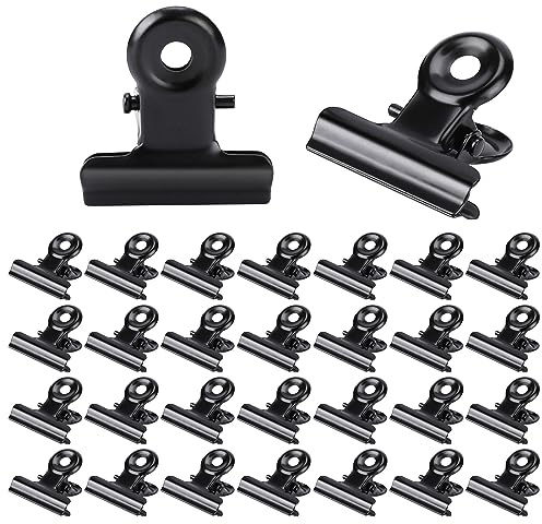 30 stycken pappersklämmor svarta små metallklämmor gångjärnsklämmor 22 mm pappersklämmor mini papperspengar pärm klämmor för foton kontor kök hem