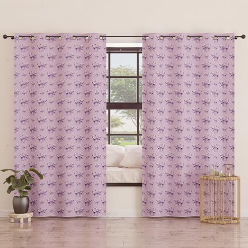 PETTI Artigiani Italiani - Cortinas con Paneles para Interior con Anillas, 2 Unidades, 140 x 280 cm, Opacas, aislantes y Modernas, con Lazo Lila, 100% Fabricadas en Italia