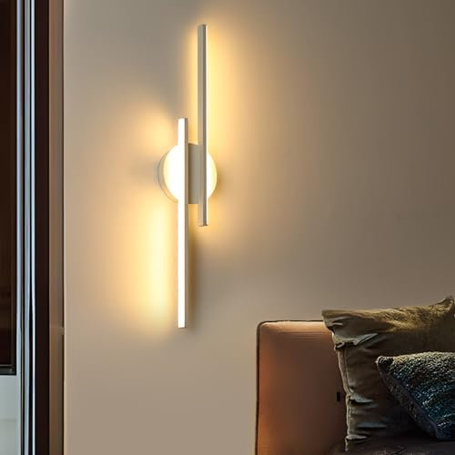 Riserva Applique da Parete Interno, 24W Lampada da Parete LED, Luce Bianca Calda 3000K, Luce da Parete Moderno Bianco per Camera da Letto, Soggiorno, Corridoio, Scale