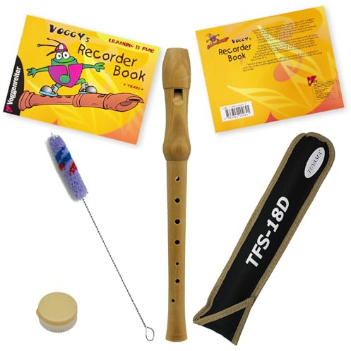 tuyama TFS-18D - Flauta dulce de madera de arce y libro de texto (idioma español no garantizado), diseño de flauta dulce de Voggy's Recorder Book (9783802404641)