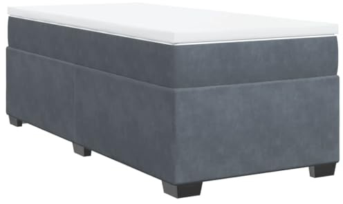 vidaXL Ramsäng med madrass mörkgrå 80x200 cm sammet