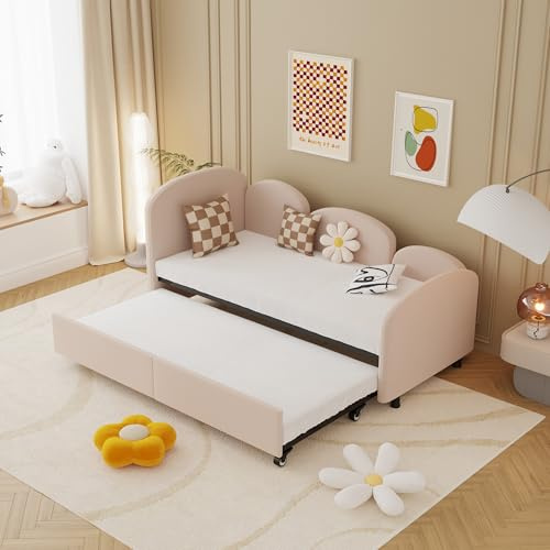 ROISDIYI Letto da giorno allungabile, 90 x 200 cm, con storage drawers, estraibile in velluto imbottito, divano letto moderno, soggiorno, cameretta, camera da letto, stile