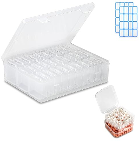 30 st liten förvaringslåda med lock, 5,5 x 5,5 x 2 cm och 1 stor pärlförvaringslåda, transparent förvaring, strykpärlor, miniförvaringslåda med gångjärnslock för pärlor, smycken, piller, små delar