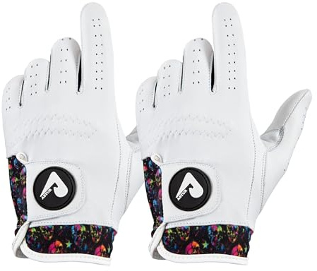 ASTUR Golfhandskar, 2-pack, Cabretta-läder, män, vänster hand, karismatisk unik handledsdesigntryck