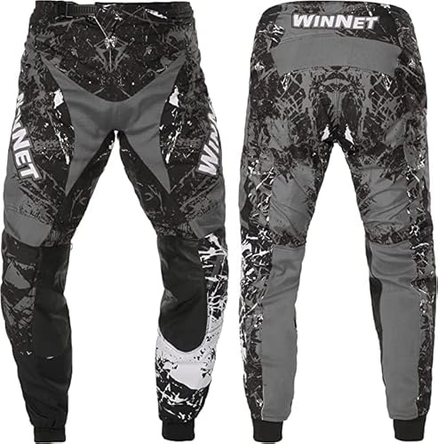 WinNet Pantaloni Bimbo Bambino Moto Cross Fuori Strada Enduro 4 6 8 10 12 Anni Mini Quad Motocross Calzoni Fuoristrada MX (IT, età, 10 Anni, Regular, Grigio)