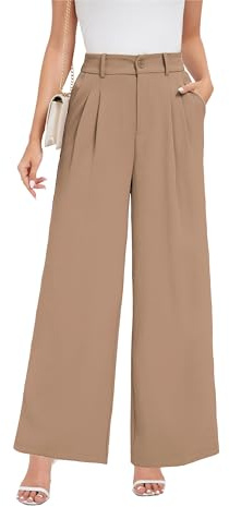 Oyamiki Palazzobyxor, dam, lediga tygbyxor, hög midja, sommarbyxor, lätta, eleganta kostymbyxor, företag, vida ben, byxor med elastiskt band