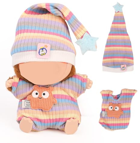 XMBYGY Bambola Abbigliamento per Labubu(per 17/15cm Peluche Bambola)(NO Bambola) Moltiplice Stile Accessori Abbigliamento Vestiti Sulla Inclusi Cappello Carino e Gonna per Ragazze Donna