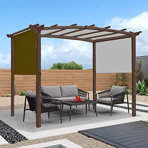 Housse de pergola universelle imperméable de rechange pour structures incurvées, auvent de pavillon d'extérieur avec 4 sangles, couleur café, 5,4 x 2,5 m, protection contre les intempéries pour