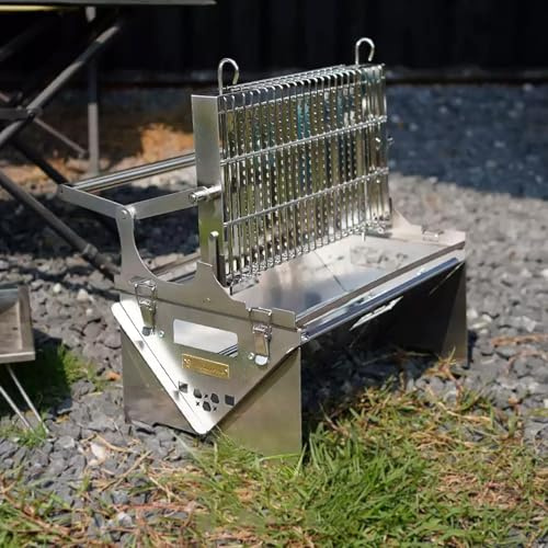 TYH Parrilla de carbón giratoria de 360° para Barbacoa, ahumador portátil de Acero Inoxidable, fácil de Desmontar, Ideal para Fiestas, picnics, Playa y jardín