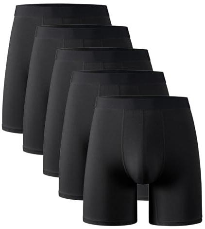 CTLTSRX Men's Boxer Briefs, Ultra-Absorbent Incontinence Boxer Briefs, Incontinence Underwear for Men Over (5pcs Black,M)