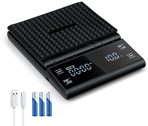 Wigearss Kaffeewaage mit Timer 5kg/0.1g, Espresso Waage Hochpräzise für Espresso und Pour-Over
