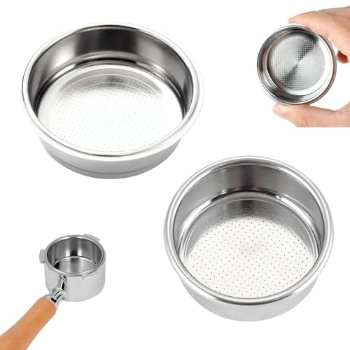 2 Filtri Caffè in Acciaio Inox da 51mm – Cestelli Filtro Riutilizzabili da 1 e 2 Tazze per Espresso – Compatibili con Macchine da Caffè – Cestello Portafiltro Resistente