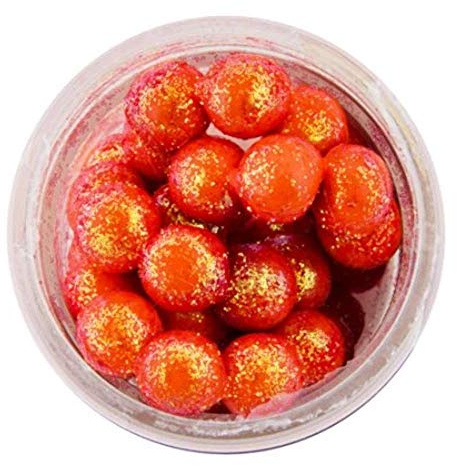 Berkley PowerBait Floating Soft Bait Sparkle Power Eggs-Huevos flotantes Magnum Rosa, Unisex, Naranja Fluorescente con Escamas, .5 oz Small Jar