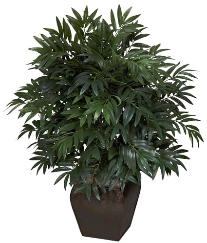 Nearly Natural Double Bamboo Palm with Decorative Planter Silk Plant