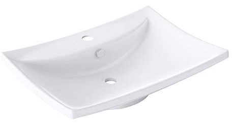 doporro Lavabo Vasque à Poser ou Monter au Mur 60,5x44x18cm Lave Mains Évier Suspendu Design Bruxelles709