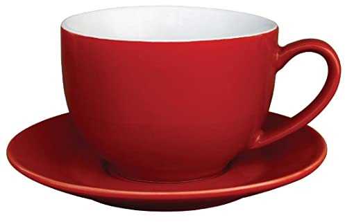 Olympia Cafe Cappuccino Cups Red 340Ml 12Oz Porcelain Coffee Milk Jugs 12pc