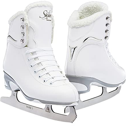Jackson Ultima Damen Finesse 180 Hight Top Lace Up Medium Support SoftSkate Eiskunstlaufschuhe, Weiß/Fleece, 10 Women's