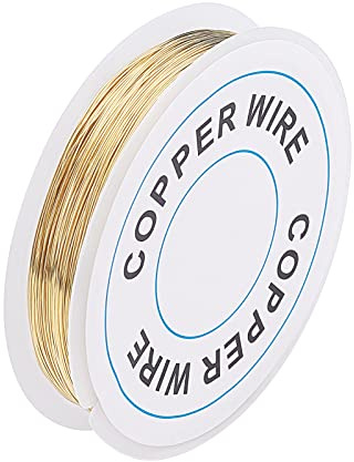 PH Pandahall 20m Rotolo di Filo di Rame Oro Filo di Rame per Gioielli 0.3mm Filo Morbido per Gioielli per Collane Bracciali Anelli Orecchini Artigianale Fai Da Te