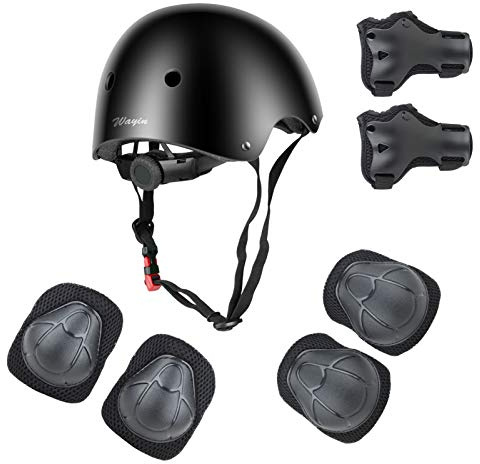 Wayin Sets de Protection Rollers avec Casque Vélo Enfant Réglable pour Skateboard Cyclisme Garcon Fille
