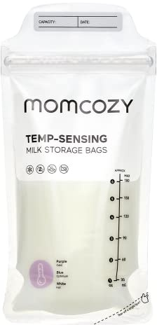 momcozy - 120 bolsas de almacenamiento de leche materna, bolsas de almacenamiento de leche con detección de temperatura para lactancia, bolsa de almacenamiento de leche desechable con 6 onzas, bolsas